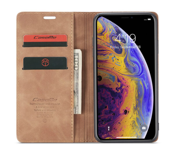 CaseMe iPhone X/Xs , Xr & Xs Max Retro Matte Soft Flip Leather Wallet Case - Image 11