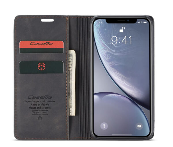 CaseMe iPhone X/Xs , Xr & Xs Max Retro Matte Soft Flip Leather Wallet Case - Image 5