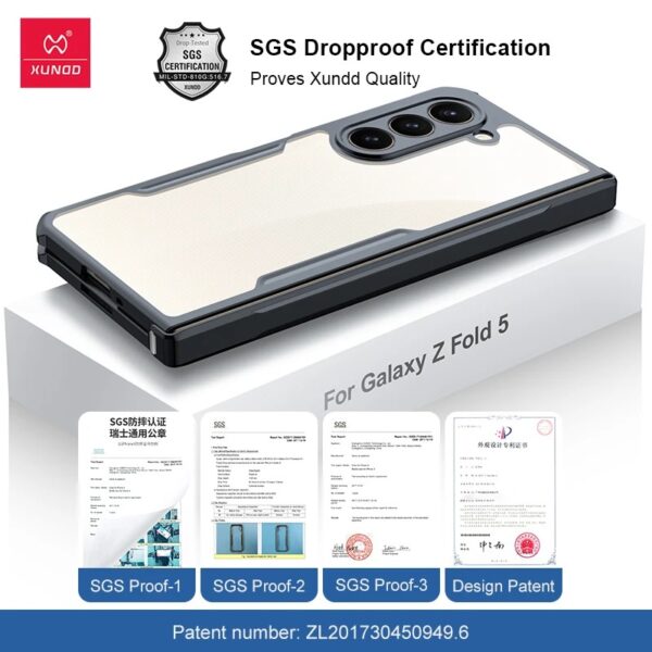 Original Xundd Beatle Series Shockproof Airbag Camera And Screen Protection Anti-Fingerprint Transparent Cover With Magnetic Hinge Protection 360 Degree Case with Built-in Screen Protector For Samsung Galaxy Z Fold & Z Flip - Image 10