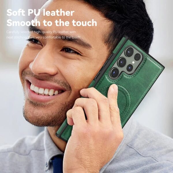 Luxury Retro Leather Back Cover With Invisible Stand Magnetic Wireless Charging Case For Samsung Galaxy S22 Ultra, S23 Ultra, S24 Ultra & S25 Ultra - Image 20