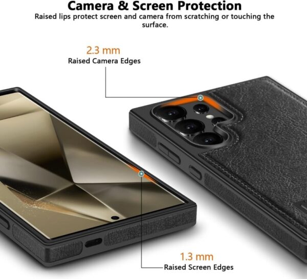 Luxury Retro Leather Back Cover With Invisible Stand Magnetic Wireless Charging Case For Samsung Galaxy S22 Ultra, S23 Ultra, S24 Ultra & S25 Ultra - Image 4