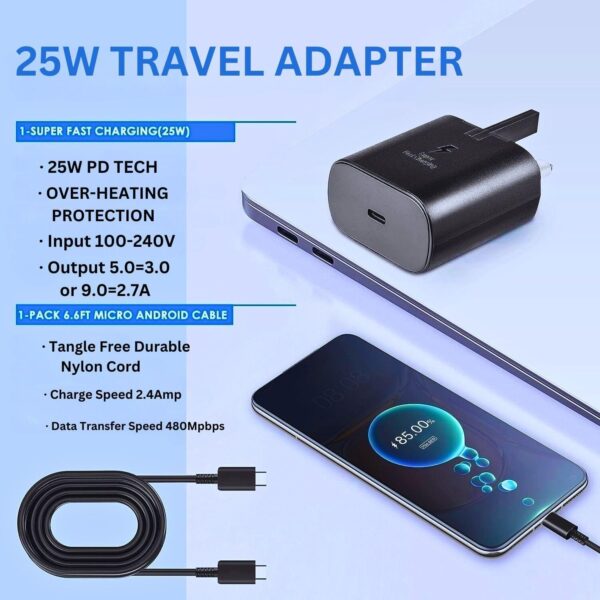 Original Samsung 45W & 25W PD Super Fast Wall Charger With USB Type-C to C Cable - Image 9
