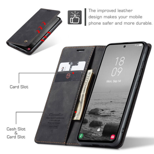 Original CaseMe Soft Slim Folio Retro Flip Leather Wallet Case with 2 Cards Slot For Samsung Galaxy - Image 11