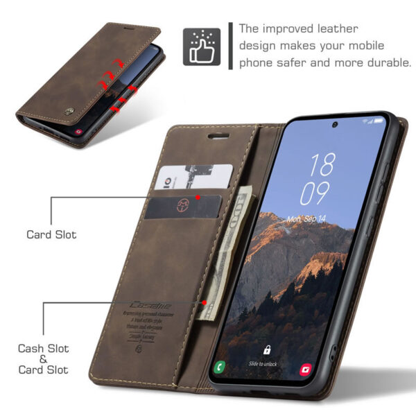 Original CaseMe Soft Slim Folio Retro Flip Leather Wallet Case with 2 Cards Slot For Samsung Galaxy - Image 7