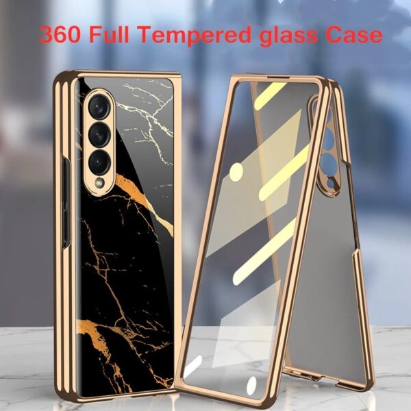 Original Marble Patterned Shockproof Armor Case For Samsung Galaxy Z Fold With Hinge Protection 360 Degree Case with Built-in Screen Protector - Image 20