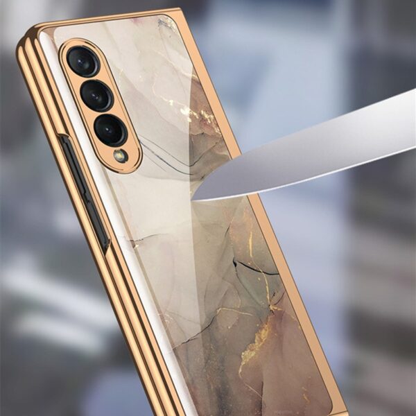 Original Marble Patterned Shockproof Armor Case For Samsung Galaxy Z Fold With Hinge Protection 360 Degree Case with Built-in Screen Protector - Image 19