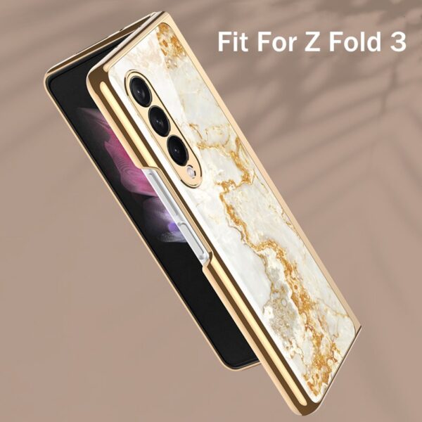 Original Marble Patterned Shockproof Armor Case For Samsung Galaxy Z Fold With Hinge Protection 360 Degree Case with Built-in Screen Protector - Image 18