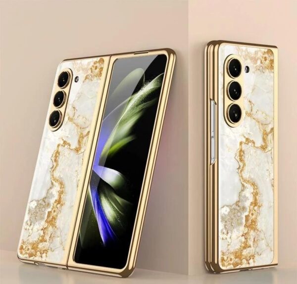 Original Marble Patterned Shockproof Armor Case For Samsung Galaxy Z Fold With Hinge Protection 360 Degree Case with Built-in Screen Protector - Image 13