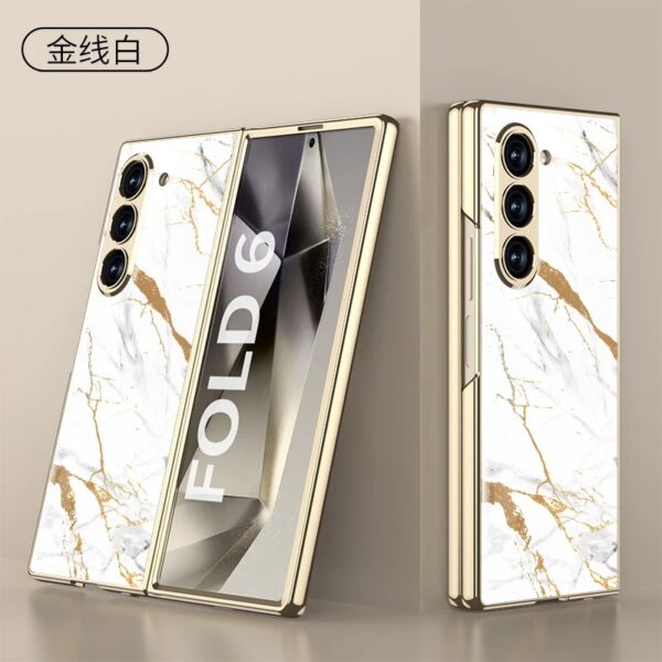 Original Marble Patterned Shockproof Armor Case For Samsung Galaxy Z Fold With Hinge Protection 360 Degree Case with Built-in Screen Protector - Image 10