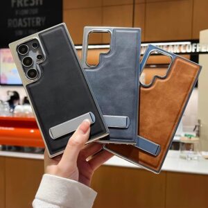 Luxury Premium Retro Leather Back Cover With Kickstand For Samsung Galaxy S22 Ultra, S23 Ultra, S24 Ultra & S25 Ultra