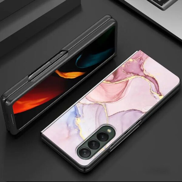 Original Marble Patterned Shockproof Armor Case For Samsung Galaxy Z Fold With Hinge Protection 360 Degree Case with Built-in Screen Protector - Image 11