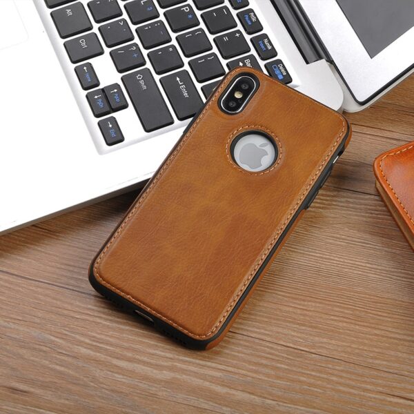 Luxury Premium Car Line Stitching Shockproof Retro Leather Back Cover with Raised Edges & Side Soft TPU with Logo View Case For iPhone - Image 7
