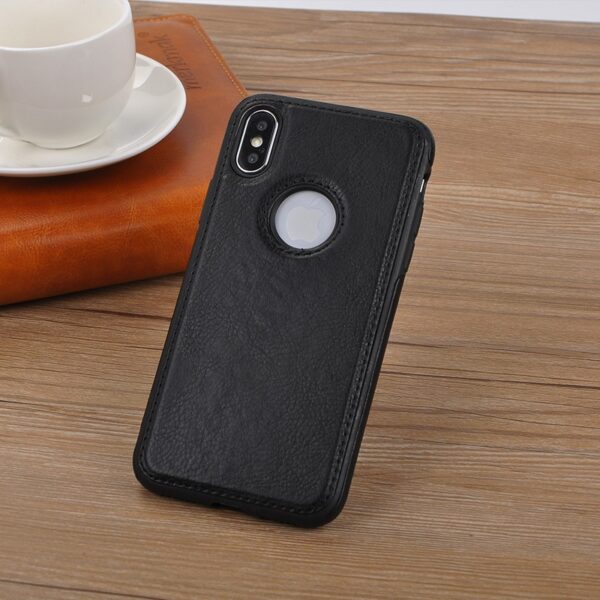 Luxury Premium Car Line Stitching Shockproof Retro Leather Back Cover with Raised Edges & Side Soft TPU with Logo View Case For iPhone - Image 4