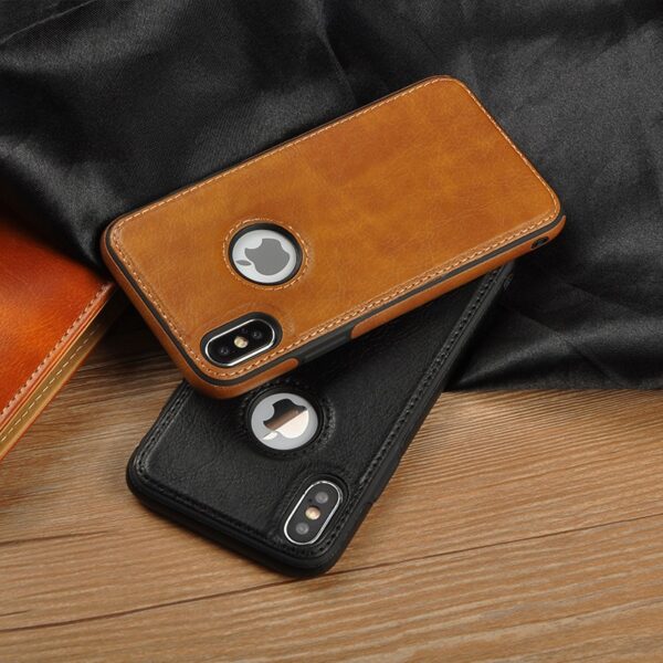 Luxury Premium Car Line Stitching Shockproof Retro Leather Back Cover with Raised Edges & Side Soft TPU with Logo View Case For iPhone - Image 16