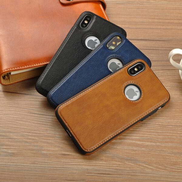 Luxury Premium Car Line Stitching Shockproof Retro Leather Back Cover with Raised Edges & Side Soft TPU with Logo View Case For iPhone - Image 12