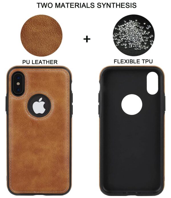 Luxury Premium Car Line Stitching Shockproof Retro Leather Back Cover with Raised Edges & Side Soft TPU with Logo View Case For iPhone - Image 2