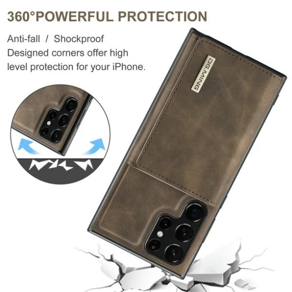 DG.MING 2-in-1 Detachable Wallet Case for Samsung Galaxy S25 Ultra, S24 Ultra, S23 Ultra, S22 Ultra , S21 Ultra & Note20 Ultra Premium Leather Case Soft TPU Bumper Magnetic Removable Card Holders Kickstand Function Shockproof Case - Image 17