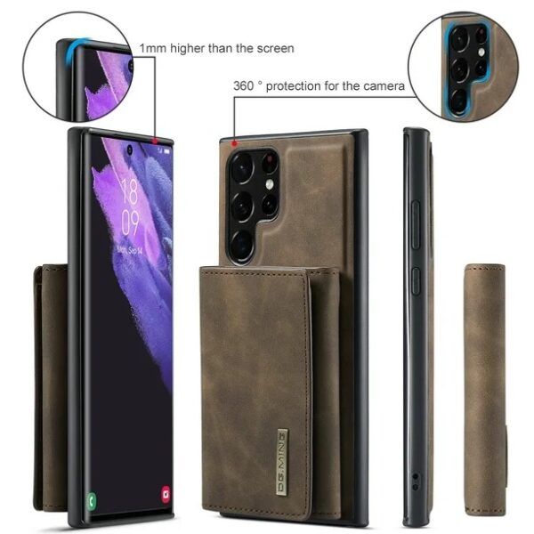 DG.MING 2-in-1 Detachable Wallet Case for Samsung Galaxy S25 Ultra, S24 Ultra, S23 Ultra, S22 Ultra , S21 Ultra & Note20 Ultra Premium Leather Case Soft TPU Bumper Magnetic Removable Card Holders Kickstand Function Shockproof Case