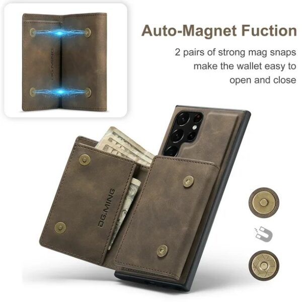 DG.MING 2-in-1 Detachable Wallet Case for Samsung Galaxy S25 Ultra, S24 Ultra, S23 Ultra, S22 Ultra , S21 Ultra & Note20 Ultra Premium Leather Case Soft TPU Bumper Magnetic Removable Card Holders Kickstand Function Shockproof Case - Image 13