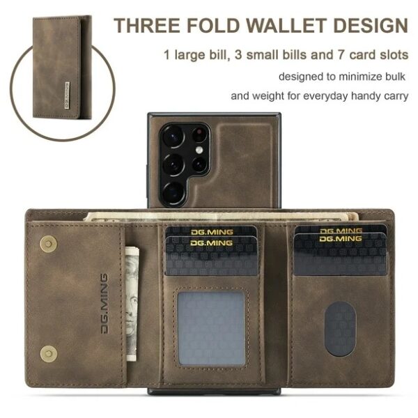 DG.MING 2-in-1 Detachable Wallet Case for Samsung Galaxy S25 Ultra, S24 Ultra, S23 Ultra, S22 Ultra , S21 Ultra & Note20 Ultra Premium Leather Case Soft TPU Bumper Magnetic Removable Card Holders Kickstand Function Shockproof Case - Image 9