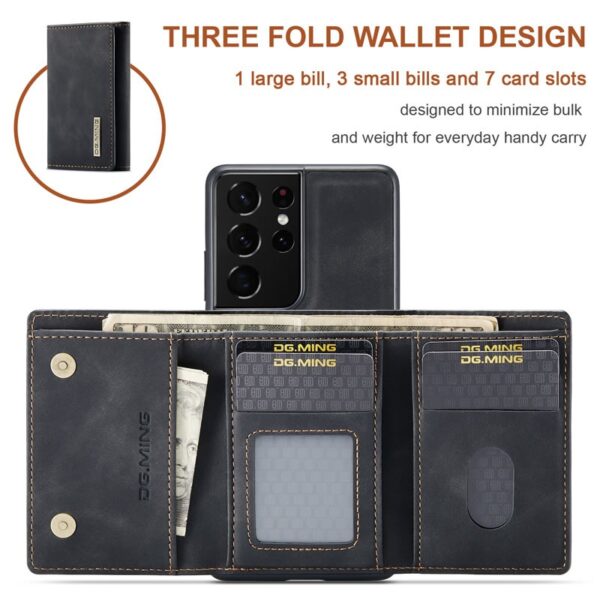 DG.MING 2-in-1 Detachable Wallet Case for Samsung Galaxy S25 Ultra, S24 Ultra, S23 Ultra, S22 Ultra , S21 Ultra & Note20 Ultra Premium Leather Case Soft TPU Bumper Magnetic Removable Card Holders Kickstand Function Shockproof Case - Image 5