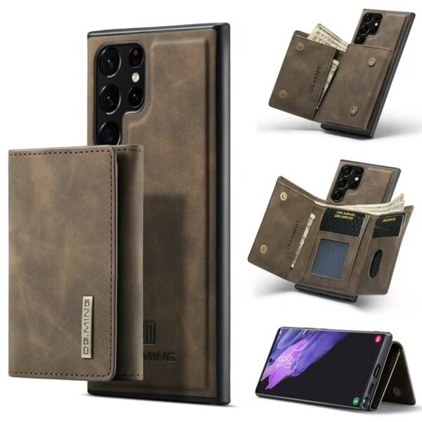 DG.MING 2-in-1 Detachable Wallet Case for Samsung Galaxy S25 Ultra, S24 Ultra, S23 Ultra, S22 Ultra , S21 Ultra & Note20 Ultra Premium Leather Case Soft TPU Bumper Magnetic Removable Card Holders Kickstand Function Shockproof Case - Image 2