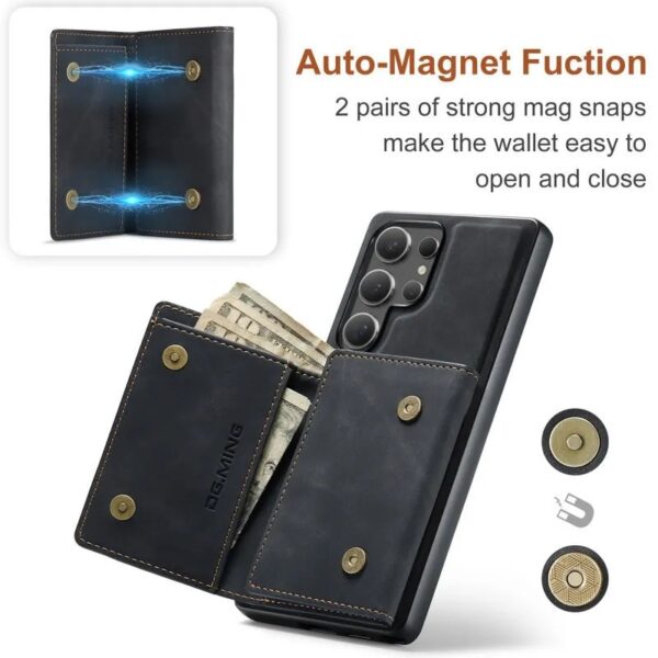 DG.MING 2-in-1 Detachable Wallet Case for Samsung Galaxy S25 Ultra, S24 Ultra, S23 Ultra, S22 Ultra , S21 Ultra & Note20 Ultra Premium Leather Case Soft TPU Bumper Magnetic Removable Card Holders Kickstand Function Shockproof Case - Image 4