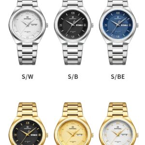 NAVIFORCE Luxury Premium Stainless Steel Golden Strap Quartz Unisex Watches &  Waterproof Date Wristwatch
