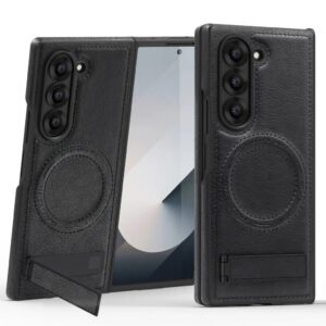 MOCOME Crystal Shield Shockproof Magnetic Stand Multifunction Luxury Leather + Rubber TPU Phone Casing for Samsung Galaxy Z Fold7,6,5,4,&3