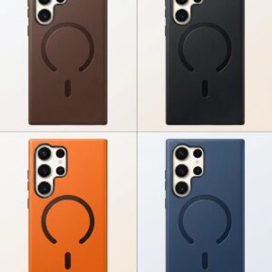 Premium Business Leather Back Cover with Electroplated Frame Shockproof Case For Samsung Galaxy S25 Ultra, S24 Ultra, S23 Ultra & S22 Ultra