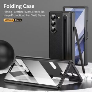 GKK Ultra Thin Retro Leather Foldable Magnetic Case For Samsung Galaxy Z Fold4,5&6 With Hinge Protection 360 Degree Case with Built-in Screen Protector & S-Pen