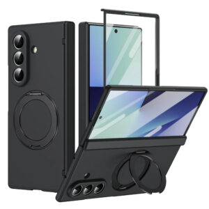 Classic 360°Rotating Alloy Phone Case With Built-in Invisible Kickstand Magnetic Wireless Charging Case For Samsung Galaxy Z Fold7,6&5