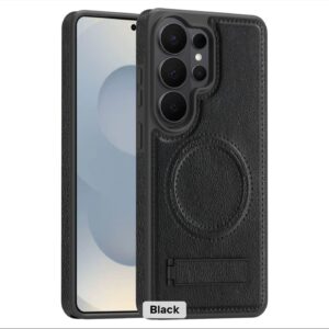 Luxury Retro Leather Back Cover With Invisible Stand Magnetic Wireless Charging Case For Samsung Galaxy S26 Ultra