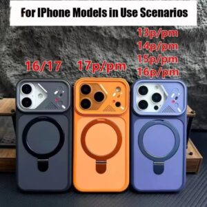 Premium Metalic Bracket Shockproof Magnetic Protective Casing that Supports Magsafe Charging For iPhone 17 Pro Max, 16 Pro Max, 15 Pro Max, 14 Pro Max & 13 Pro Max