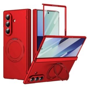 Holographic Magnetic 360°Rotating Alloy Phone Case With Built-in Invisible Kickstand & Hinge Protection 360 Degree Case with Built-in Screen Protector Case For Samsung Galaxy Z Fold7 & 8 Ultra