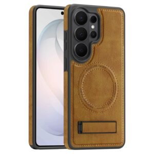 Original Luxury Retro Leather Back Cover With Invisible Stand Magnetic Wireless Charging Case For Samsung Galaxy S26 Ultra