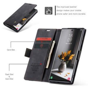 CaseMe Samsung Galaxy S25 Ultra, S24 Ultra, S23 Ultra, S22 Ultra, S21 Ultra, S20 Ultra & Note20 Ultra Soft Slim Folio Retro Flip Leather Wallet Case with 2 Cards Slot